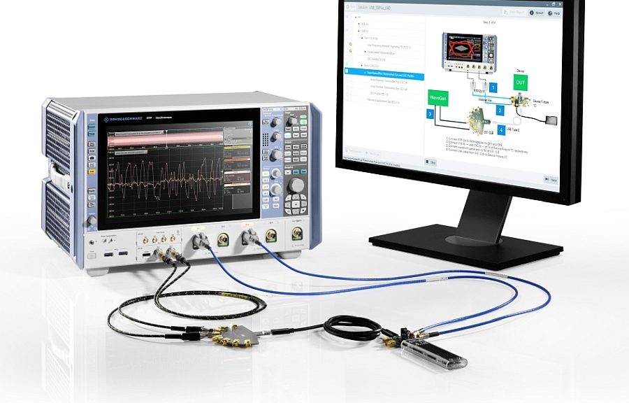 USB compliance testing with R&S RTP oscilloscope from Rohde & Schwarz.